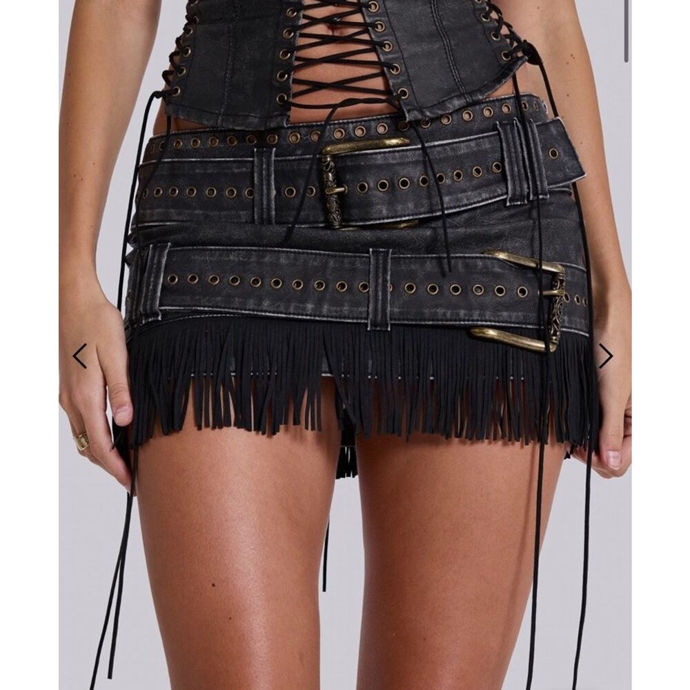 NWT Jaded London Odile Fuax Leather & Suede mini skirt U.S. Size 6